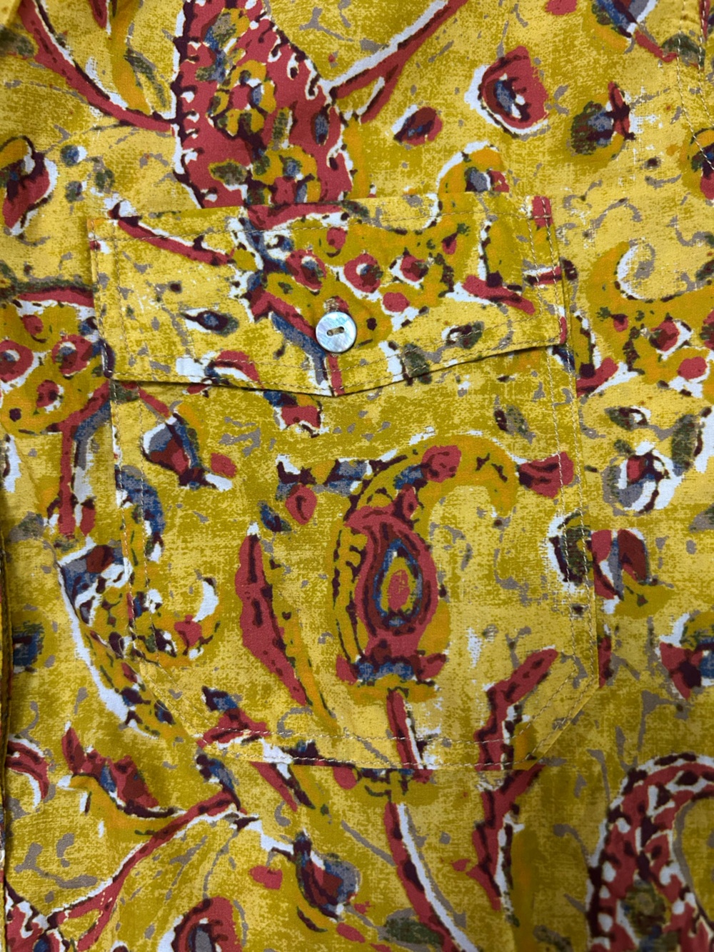 Sundance Mustard Paisley Button-Front Cotton Blouse XXL - Picture 8 of 9
